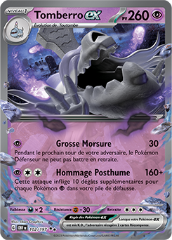 Carte Pokémon Tomberro ex 102/197 de la série Flammes Obsidiennes en vente au meilleur prix