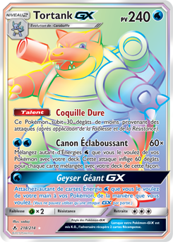 Carte Pokémon Secrète Rainbow GX Tortank GX 218/214 de la série Alliance Infallible
