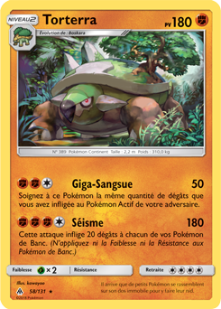 Carte Pokémon Rare Torterra 58/131 de la série Lumière Interdite