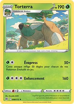 Carte Pokémon Holographique rare Torterra 008/172 de la série Stars Étincelantes