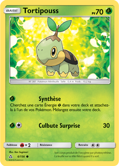 Carte Pokémon Commune Tortipouss 6/156 de la série Ultra Prisme