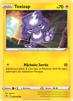 Carte Pokémon Commune Toxizap 68/192 de la série Clash des Rebelles