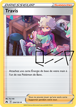 Carte Pokémon Holographique rare Travis 124/159 de la série Zénith Suprême