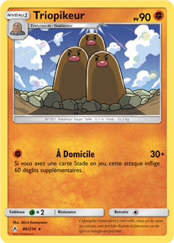 Carte Pokémon Rare Triopikeur 86/214 de la série Alliance Infallible