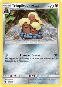 Carte Pokémon Peu commune Triopikeur d'Alola 123/214 de la série Tonnerre Perdu