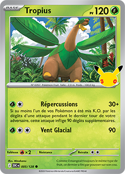 Carte Pokémon Communes Tropius 005/128 de la série 30e Anniversaire