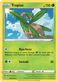 Carte Pokémon Tropius 005/072 de la série Destinées Radieuses en vente au meilleur prix
