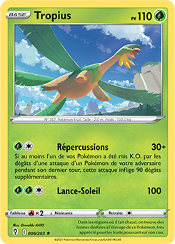 Carte Pokémon Rare Tropius 6/203 de la série Évolution Céleste