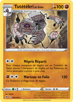Carte Pokémon Tutétékri de Galar 102/192 de la série Clash des Rebelles en vente au meilleur prix