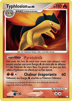 Carte Pokémon Holographique Rare Typhlosion 16/123 de la série Trésors Mystérieux
