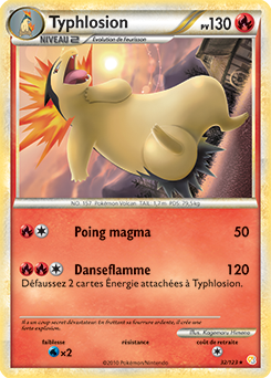 Carte Pokémon Rare Typhlosion 32/123 de la série HeartGold SoulSilver
