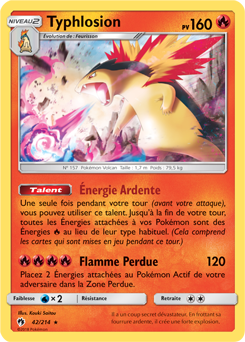 Carte Pokémon Typhlosion 42/214 de la série Tonnerre Perdu en vente au meilleur prix