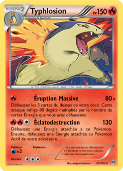 Carte Pokémon Holographique Rare Typhlosion 20/162 de la série Impulsion Turbo