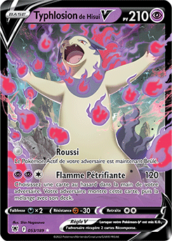 Carte Pokémon Ultra rare V Typhlosion de Hisui V 053/189 de la série Astres Radieux