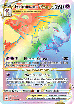 Carte Pokémon Rainbow VSTAR Typhlosion de Hisui VSTAR 193/189 de la série Astres Radieux
