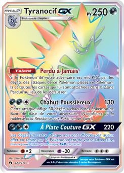 Carte Pokémon Tyranocif GX 223/214 de la série Tonnerre Perdu en vente au meilleur prix