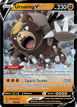 Carte Pokémon Ursaking V 102/195 de la série Tempête Argentée en vente au meilleur prix
