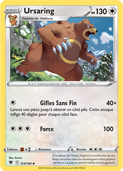 Carte Pokémon Peu commune Ursaring 123/189 de la série Astres Radieux