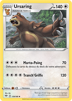 Carte Pokémon Ursaring 139/189 de la série Ténèbres Embrasées en vente au meilleur prix