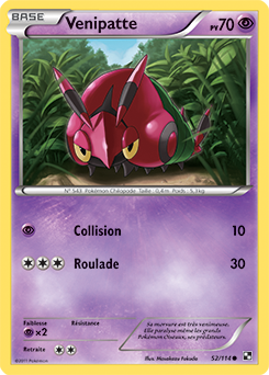Carte Pokémon Commune Venipatte 52/114 de la série Noir & Blanc