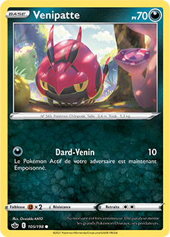 Carte Pokémon Venipatte 105/198 de la série Règne de Glace en vente au meilleur prix