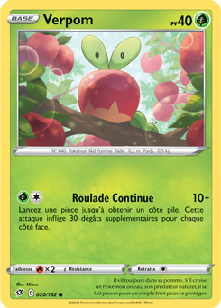 Carte Pokémon Commune Verpom 20/192 de la série Clash des Rebelles
