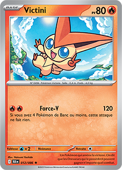 Carte Pokémon Rare Victini 12/86 de la série Foudre Noire