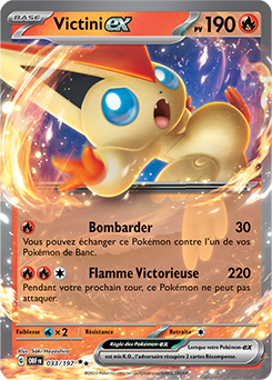 Carte Pokémon Victini ex 33/197 de la série Flammes Obsidiennes en vente au meilleur prix
