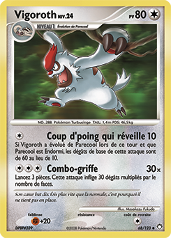 Carte Pokémon Peu commune Vigoroth 68/123 de la série Trésors Mystérieux