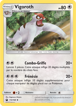Carte Pokémon Peu commune Vigoroth 114/168 de la série Tempête Céleste
