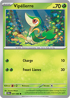 Carte Pokémon Communes Vipélierre 1/86 de la série Foudre Noire