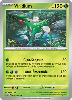 Carte Pokémon Rare Viridium 10/86 de la série Flamme Blanche
