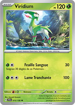 Carte Pokémon Peu commune Viridium 15/159 de la série Aventures Ensemble