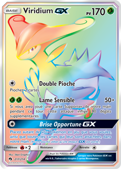 Carte Pokémon Secrète Rainbow GX Viridium GX 217/214 de la série Tonnerre Perdu