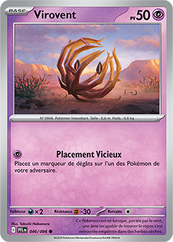 Carte Pokémon Communes Virovent 46/94 de la série Flammes Fantasmagoriques