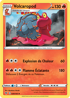 Carte Pokémon Peu commune Volcaropod 028/185 de la série Voltage Éclatant