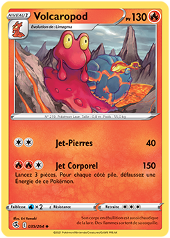Carte Pokémon Peu commune Volcaropod 35/264 de la série Poing de Fusion
