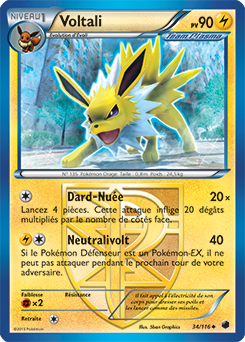 Carte Pokémon Voltali 34/116 de la série Glaciation Plasma en vente au meilleur prix