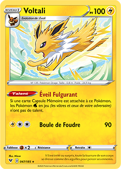 Carte Pokémon Voltali 047/185 de la série Voltage Éclatant en vente au meilleur prix