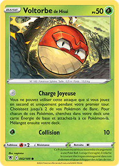 Carte Pokémon Communes Voltorbe de Hisui 002/189 de la série Astres Radieux