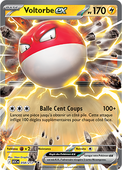 Carte Pokémon Voltorbe ex 58/217 de la série Héros Transcendants en vente au meilleur prix