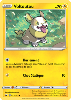 Carte Pokémon Voltoutou 73/202 de la série Épée et Bouclier en vente au meilleur prix