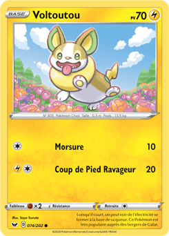 Carte Pokémon Voltoutou 74/202 de la série Épée et Bouclier en vente au meilleur prix