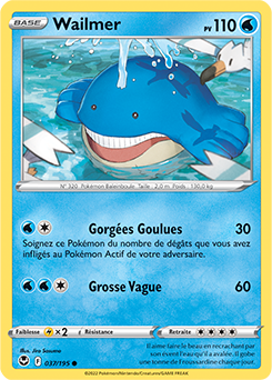 Carte Pokémon Wailmer 037/195 de la série Tempête Argentée en vente au meilleur prix