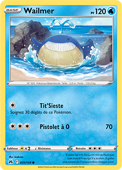 Carte Pokémon Wailmer 031/159 de la série Zénith Suprême en vente au meilleur prix