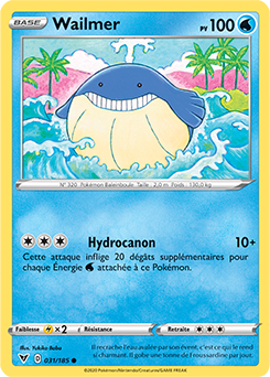 Carte Pokémon Wailmer 031/185 de la série Voltage Éclatant en vente au meilleur prix