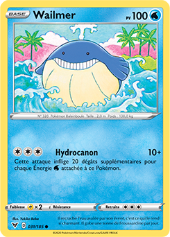 Carte Pokémon Commune Wailmer 031/185 de la série Voltage Éclatant
