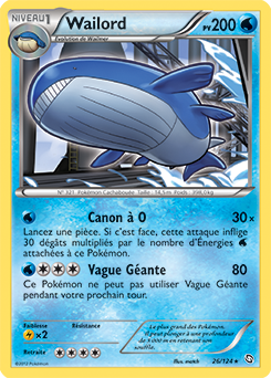 Carte Pokémon Holographique Rare Wailord 26/124 de la série Dragons Éxaltés