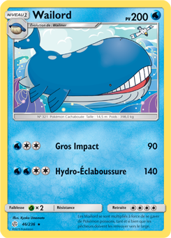 Carte Pokémon Wailord 46/236 de la série Éclipse Cosmique en vente au meilleur prix