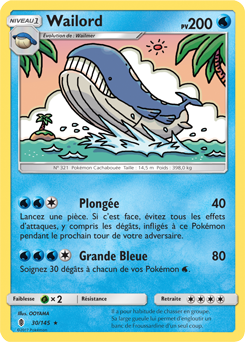 Carte Pokémon Rare Wailord 30/145 de la série Gardiens Ascendants